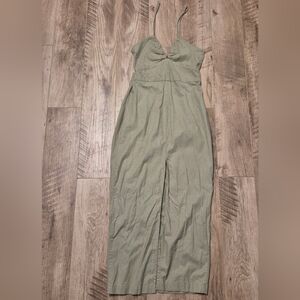 Zara Women's Green Linen Blend Resortwear Beach Midi Dress Size Small/Medium